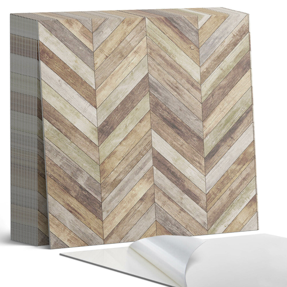 Öntapadós vinyl csempe Halszálkás minta fa deszkákból