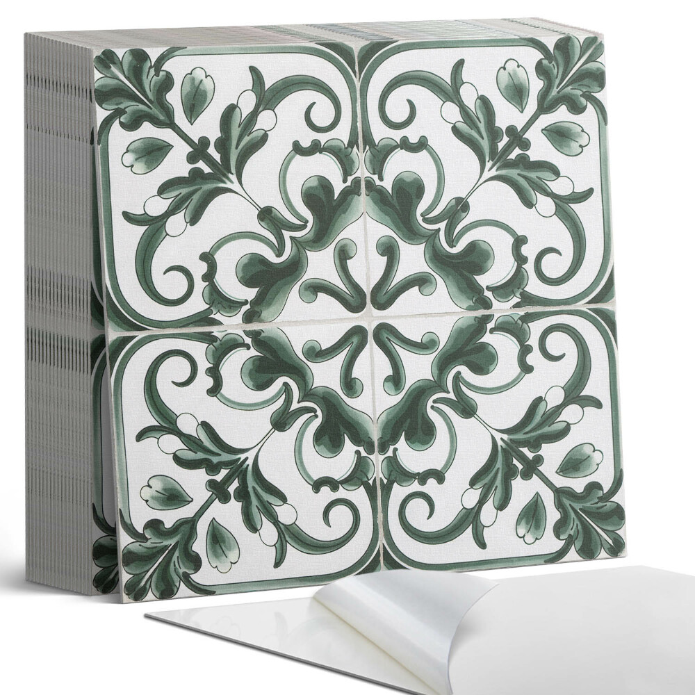 Öntapadós vinyl csempe Növényi négyzetek geometrikus stílusban