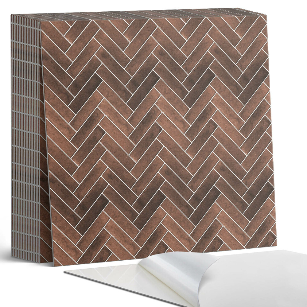 Öntapadós vinyl csempe Halszálkás minta fa díszítésekkel