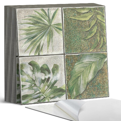 Öntapadós vinyl csempe Leveles minta a csempéken