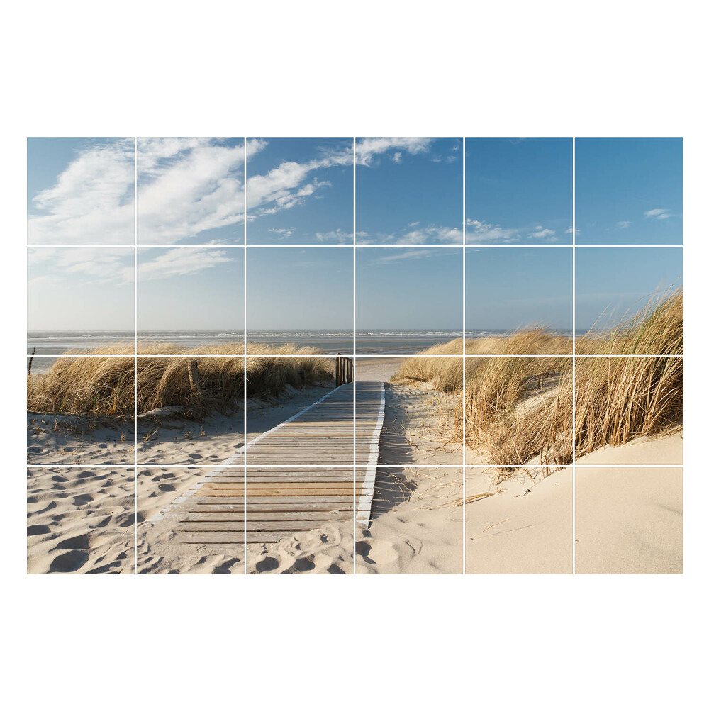 Fali csempe matrica Fából készült ösvény a tengerparton