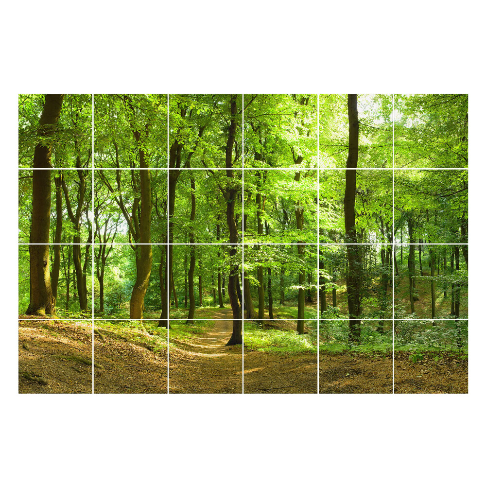 Öntapadós csempe matrica Zöld erdő egy sikátorral