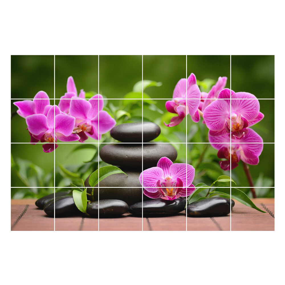 Csempe matrica dekor Kövek és orchidea virágok