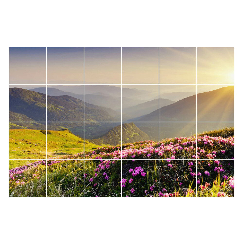 Csempefólia Hegyi táj virágokkal