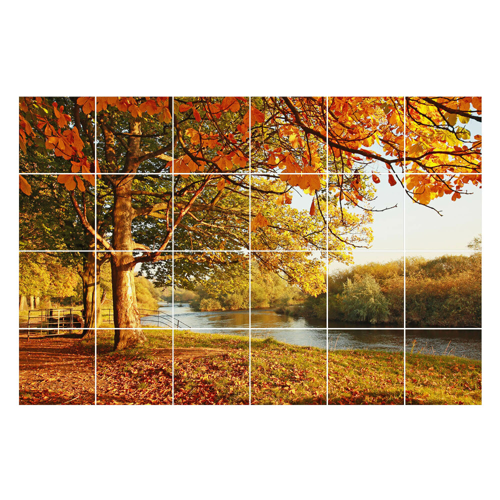 Csempe matrica dekor Őszi táj a folyóparton
