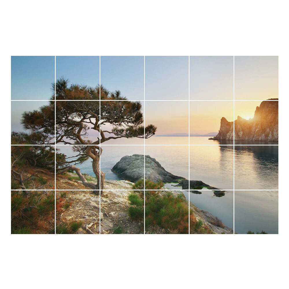 Öntapadós csempe matrica Békés tengerparti táj