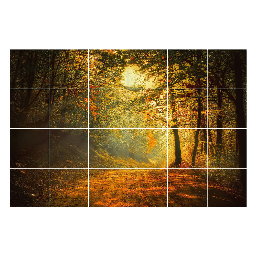 Öntapadós csempe matrica Őszi erdős táj