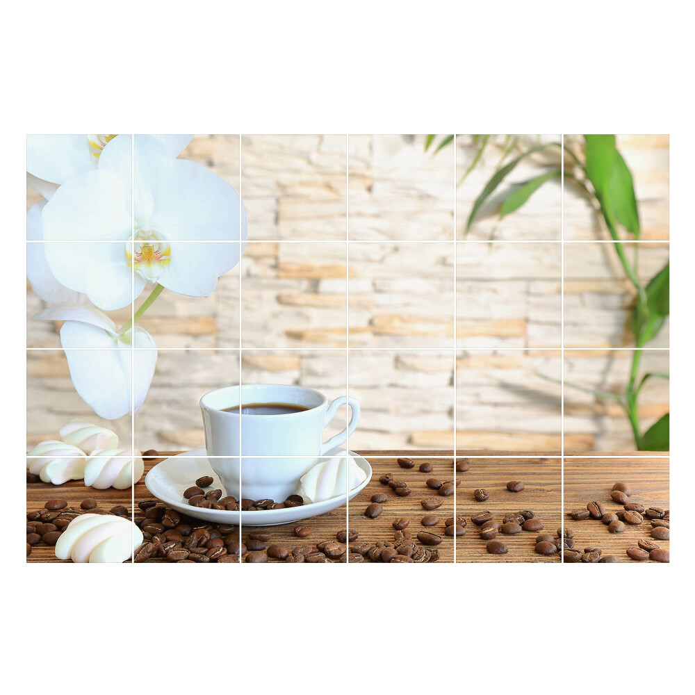 Csempefólia Kávé orchidea virággal