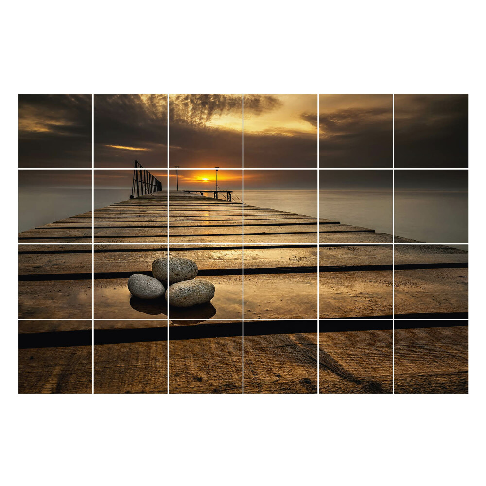 Csempefólia Móló a víz felett naplementekor