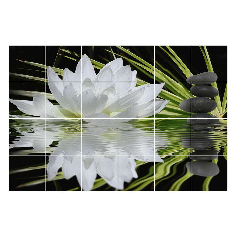 Csempe matrica dekor Virág a vízen kövekkel