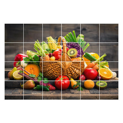 Fali csempe matrica Egy kosár tele friss zöldséggel