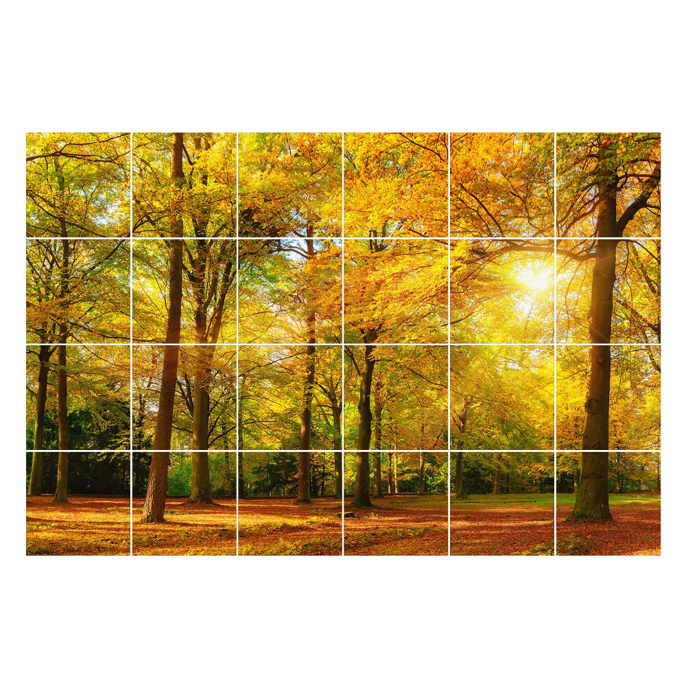 Fali csempe matrica Arany levelek az erdőben