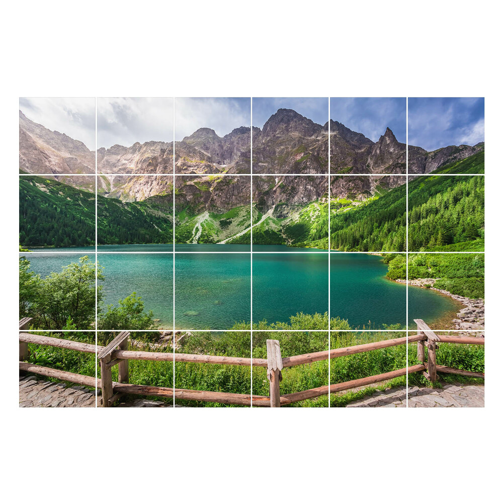 Csempe matrica dekor Hegyi táj egy tóval