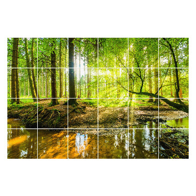 Öntapadós csempe matrica Erdős táj egy patakkal