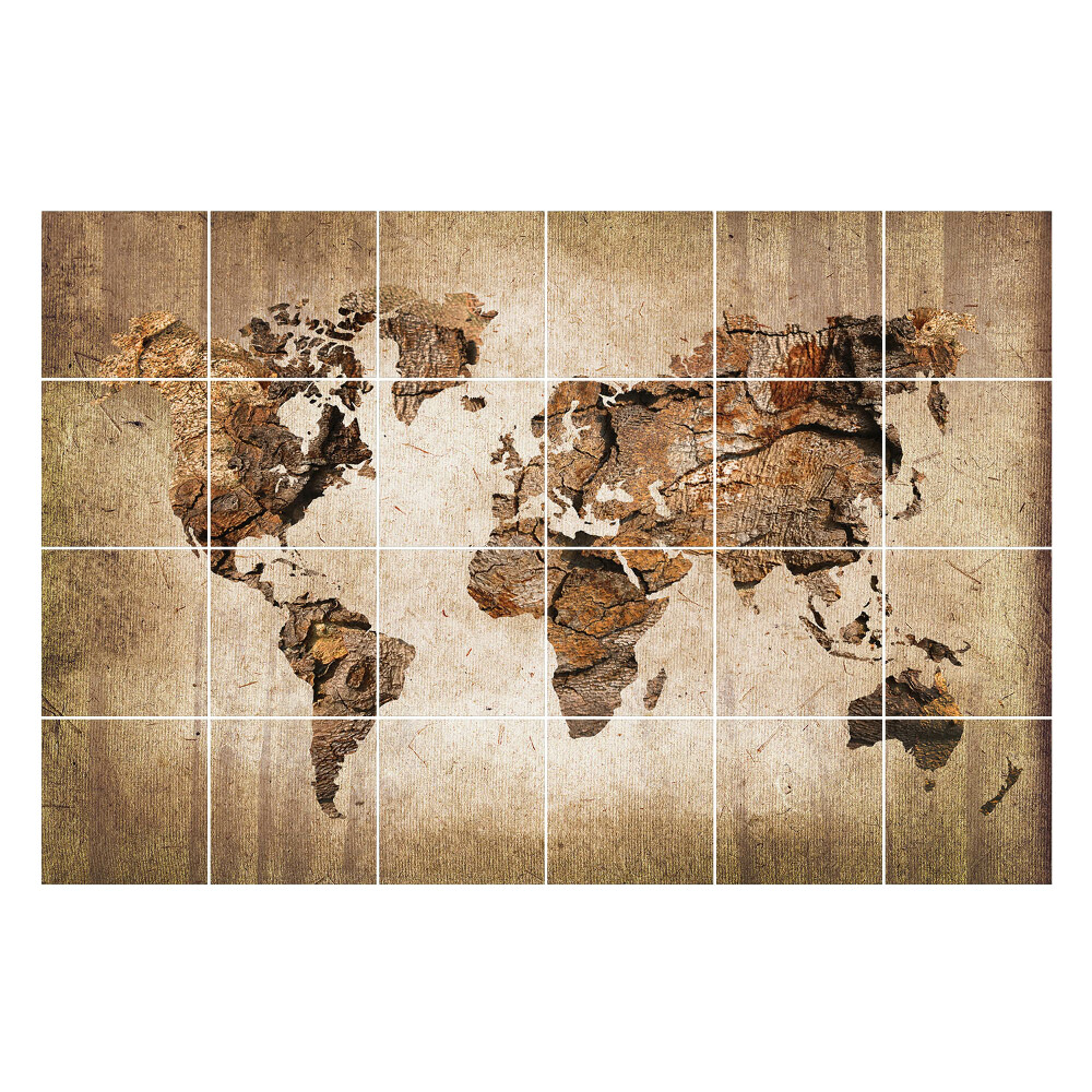 Csempe matrica dekor Föld kontinense fában