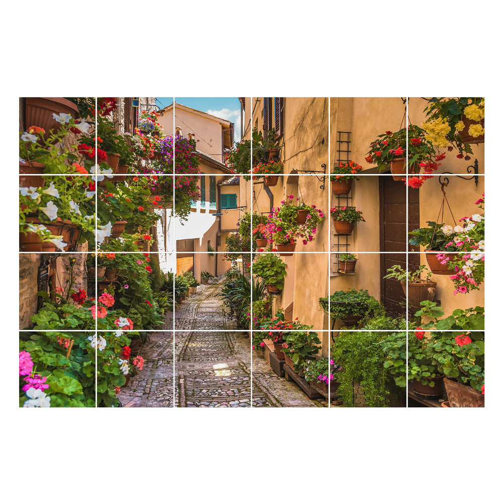 Csempefólia Egy bájos virágsikátor