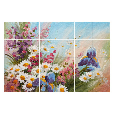 Fali csempe matrica Virágcsokor tavaszi környezetben