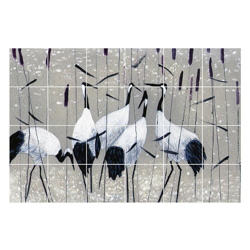 Csempe matrica dekor Egy madárraj a fűben