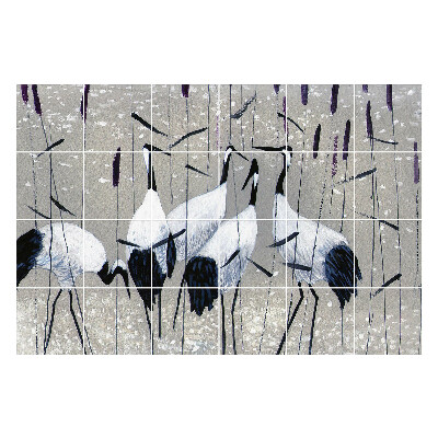 Csempe matrica dekor Egy madárraj a fűben