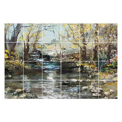 Fali csempe matrica Egy békés táj egy folyóval