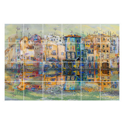 Csempe matrica dekor Városok színes tükörképei