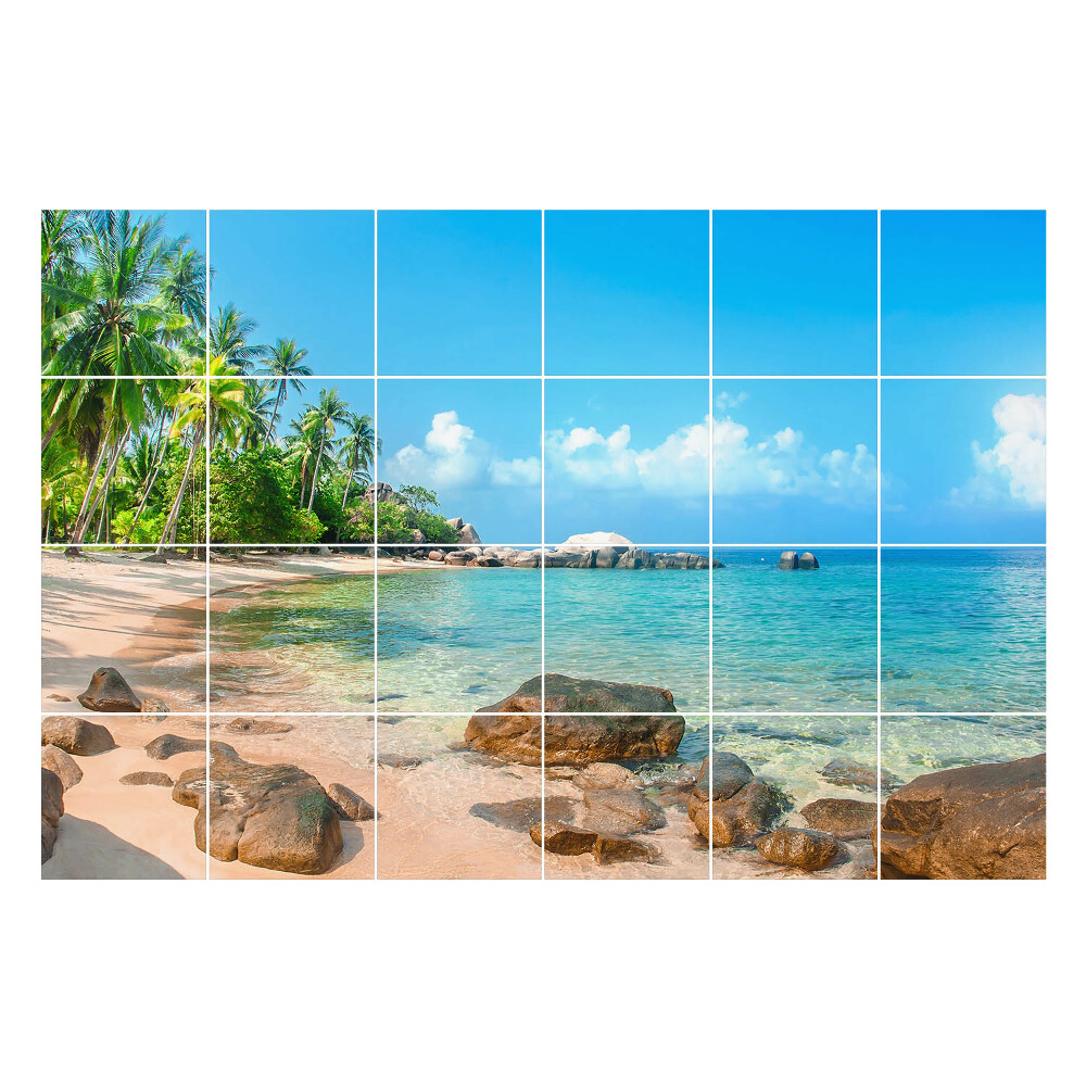 Fali csempe matrica Trópusi tengerpart kövekkel