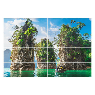 Csempefólia Vízi sziklák növényzettel