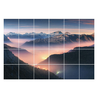 Csempefólia Hegyi táj alkonyatkor