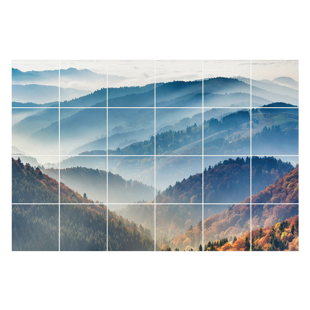 Öntapadós csempe matrica Ködös hegyi táj