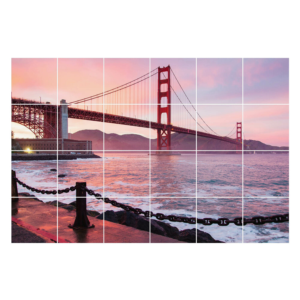 Öntapadós csempe matrica Egy híd a nyugati tájban