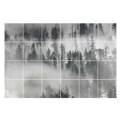 Csempefólia Ködös erdei táj