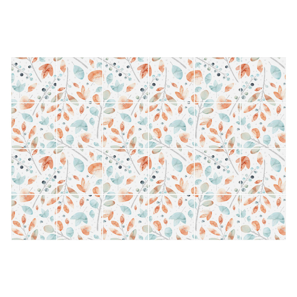 Fali csempe matrica Virágos levélmotívumok