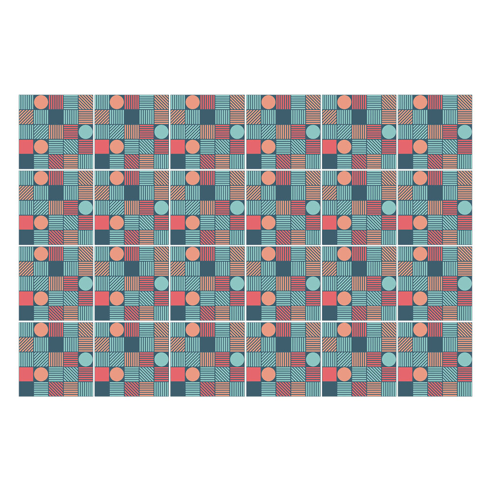 Konyha csempe matrica Retro geometrikus minta