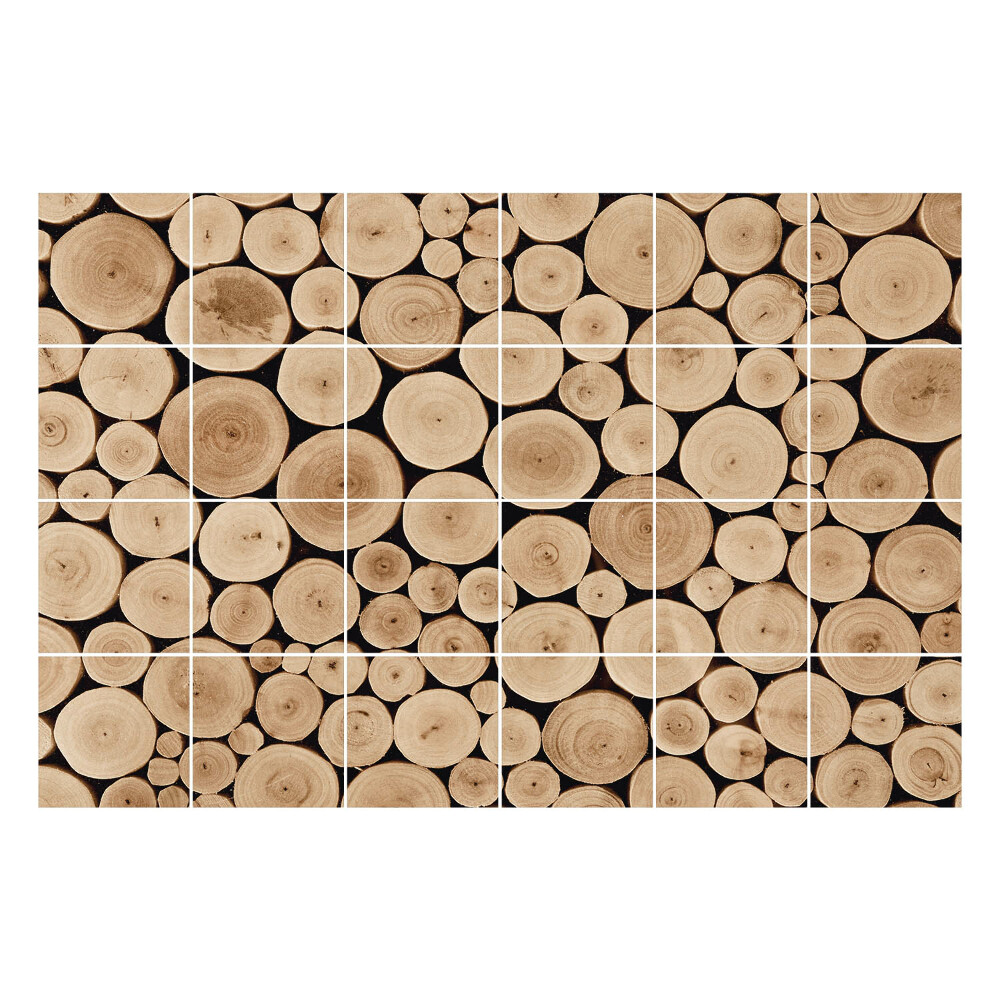 Konyha csempe matrica Kerek rönkök kollázsa