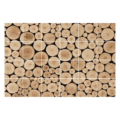 Konyha csempe matrica Kerek rönkök kollázsa