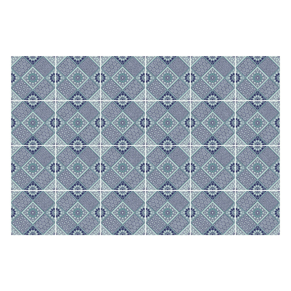 Konyha csempe matrica Geometrikus gyémántok virágokkal