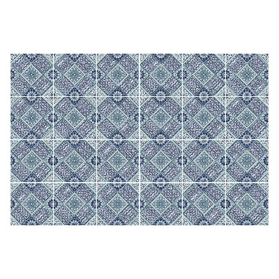 Konyha csempe matrica Geometrikus gyémántok virágokkal