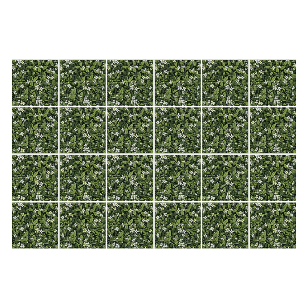 Fali csempe matrica Levelek finom virágokkal