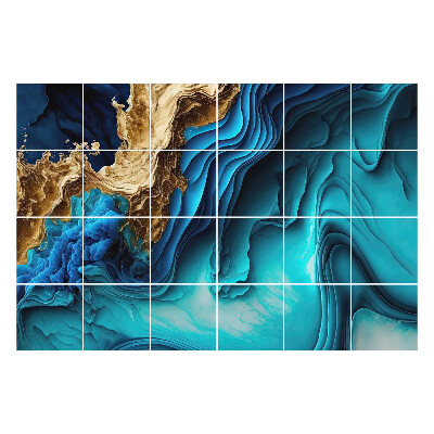 Konyha csempe matrica Kék árnyalatú hullámok