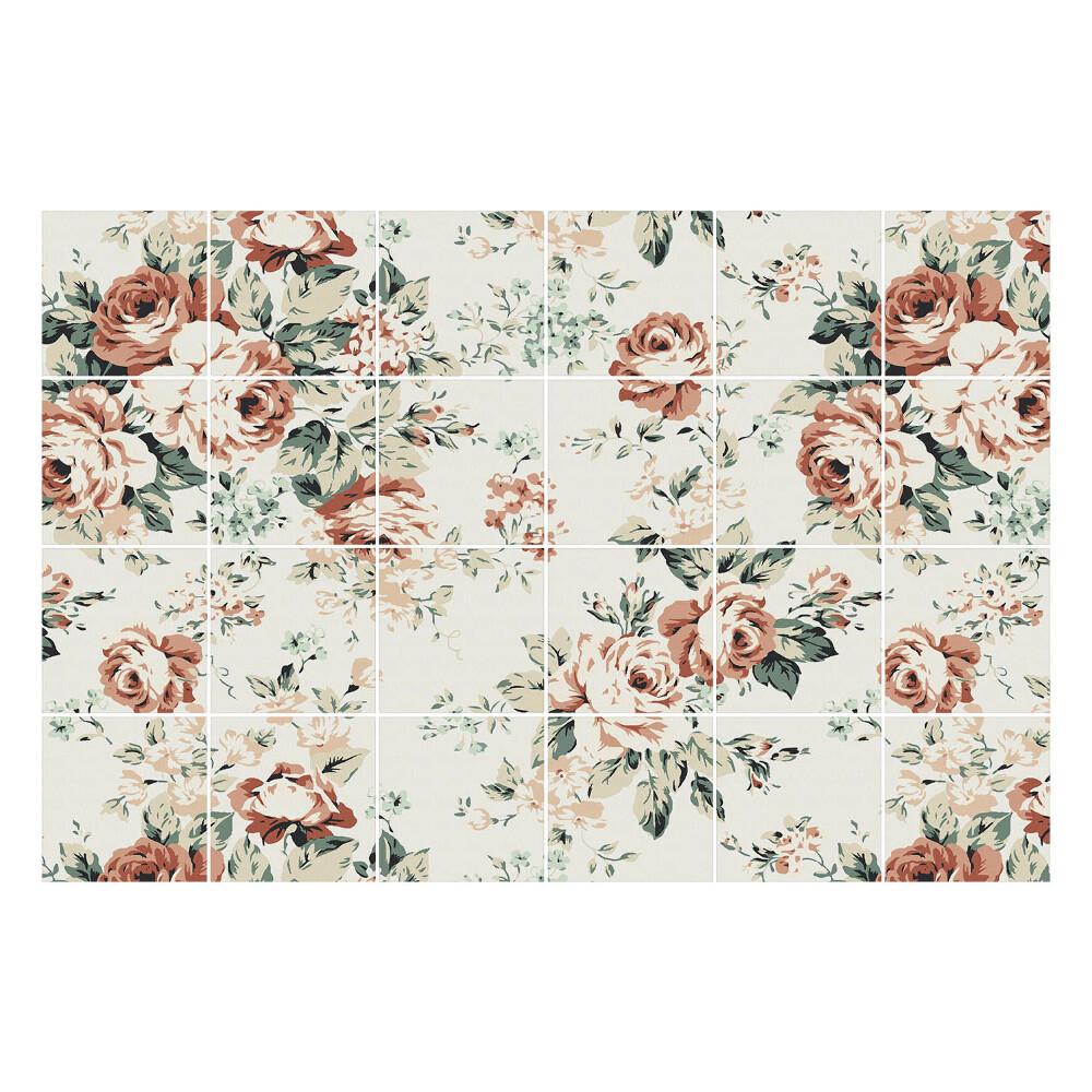 Konyha csempe matrica Vintage virágmotívum