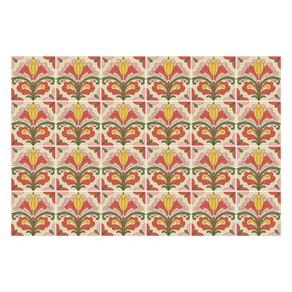 Fali csempe matrica Virágdíszek az elrendezésben