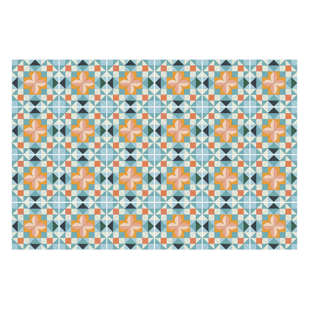 Konyha csempe matrica Geometrikus virágok hálóban