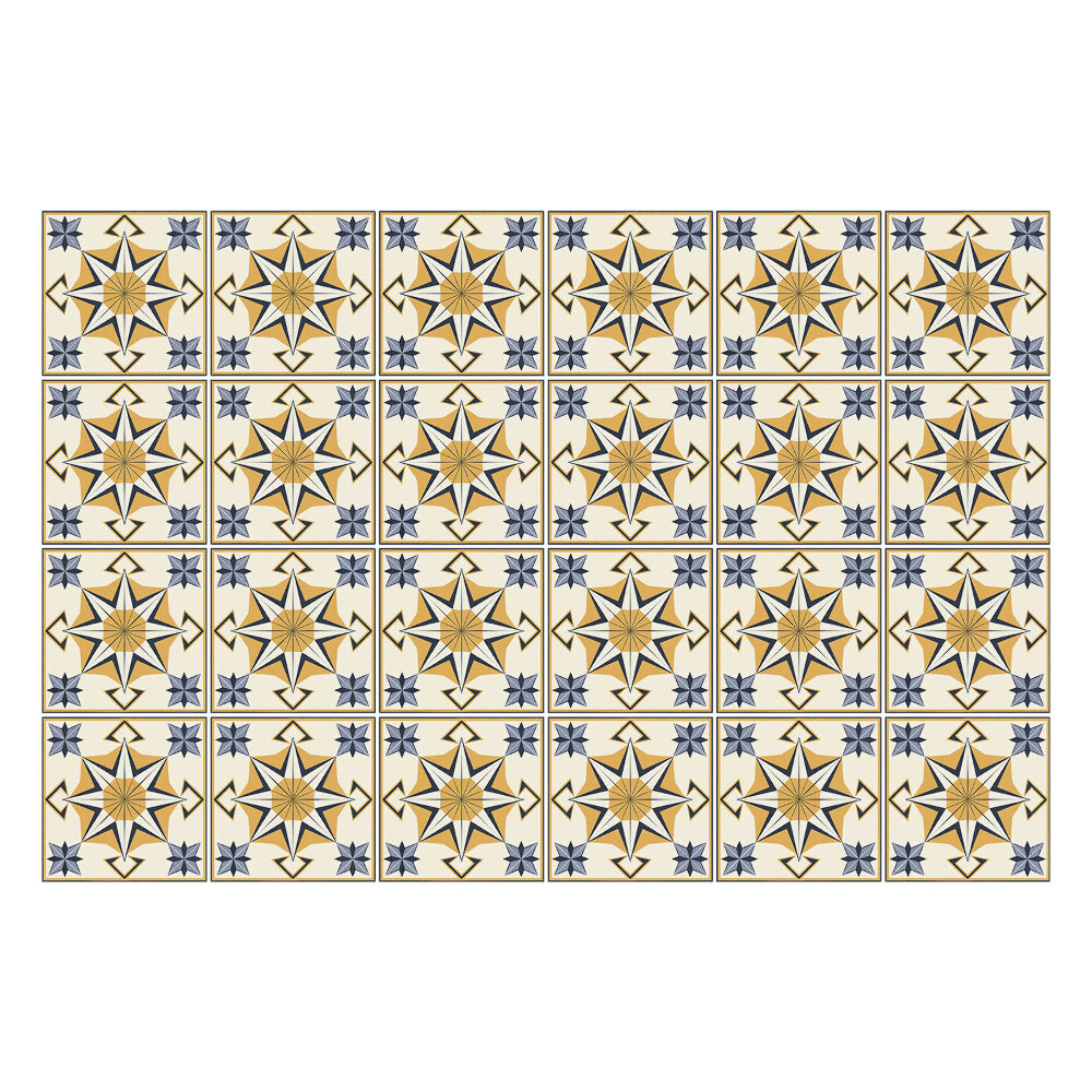 Konyha csempe matrica Napos csillagok kockás mintában