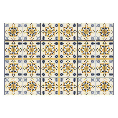Konyha csempe matrica Napos csillagok kockás mintában