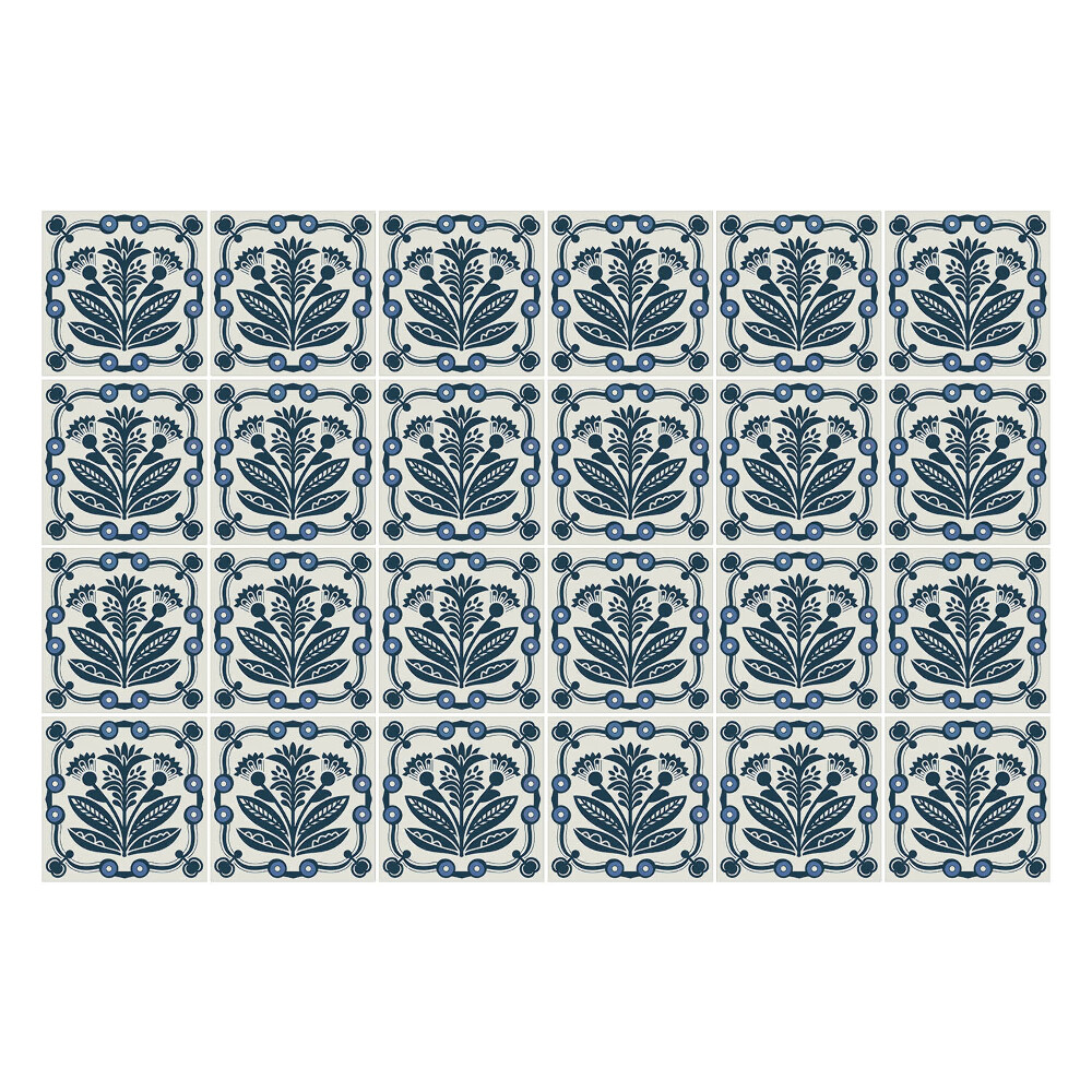 Fali csempe matrica Virágmotívumok keretekben