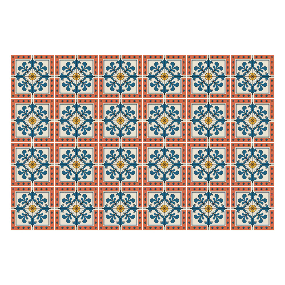 Konyha csempe matrica Virágmotívumok négyzetekben