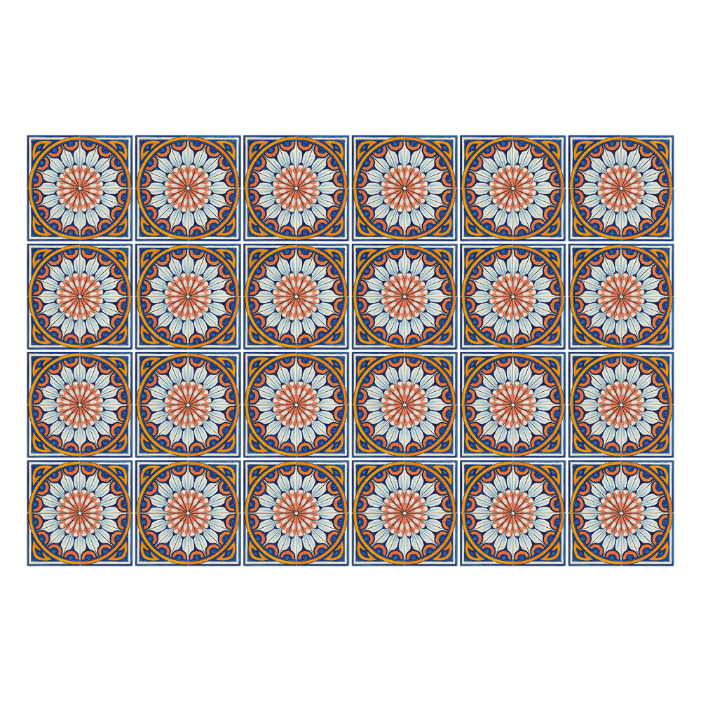 Fali csempe matrica Virágmotívumok körökben