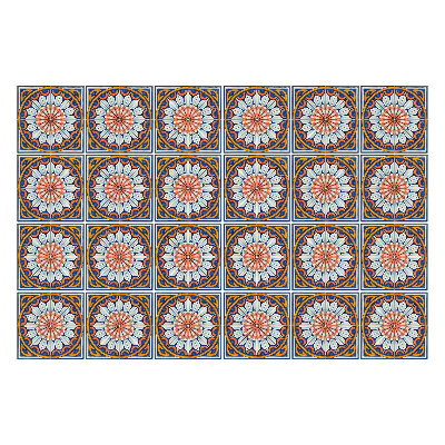 Fali csempe matrica Virágmotívumok körökben