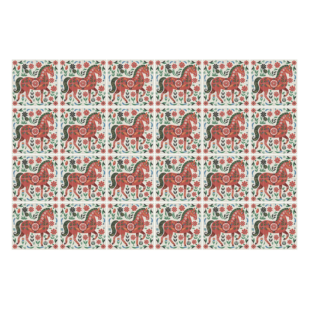 Konyha csempe matrica Lovak virágkötészetben