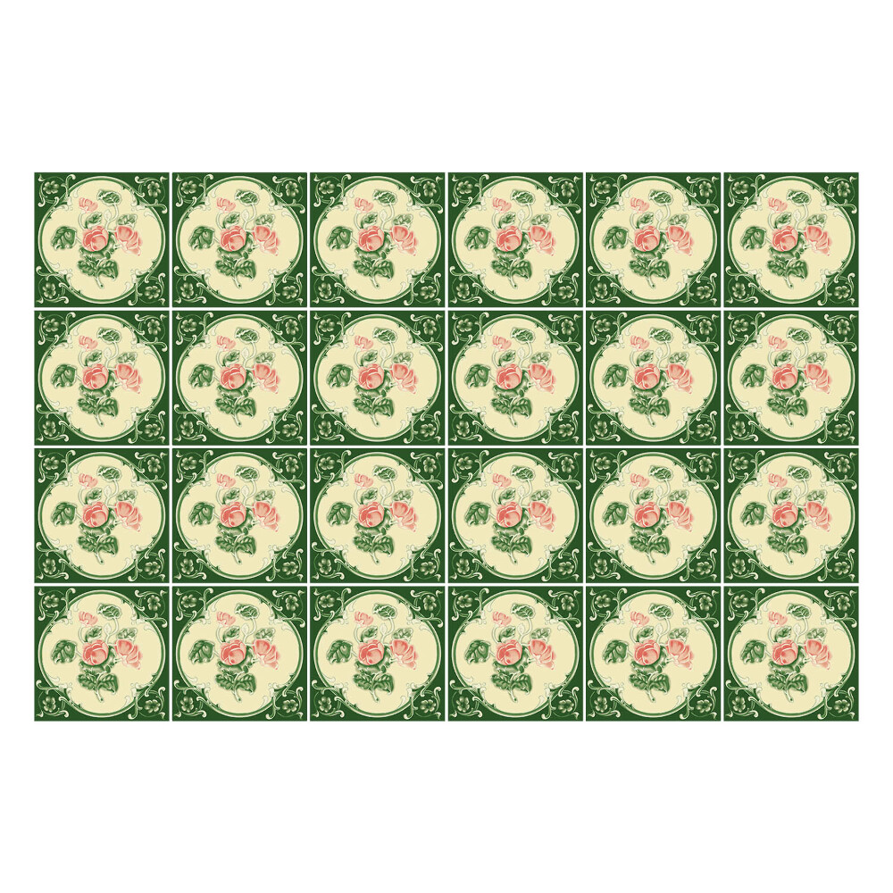 Fali csempe matrica Virágdíszek körökben